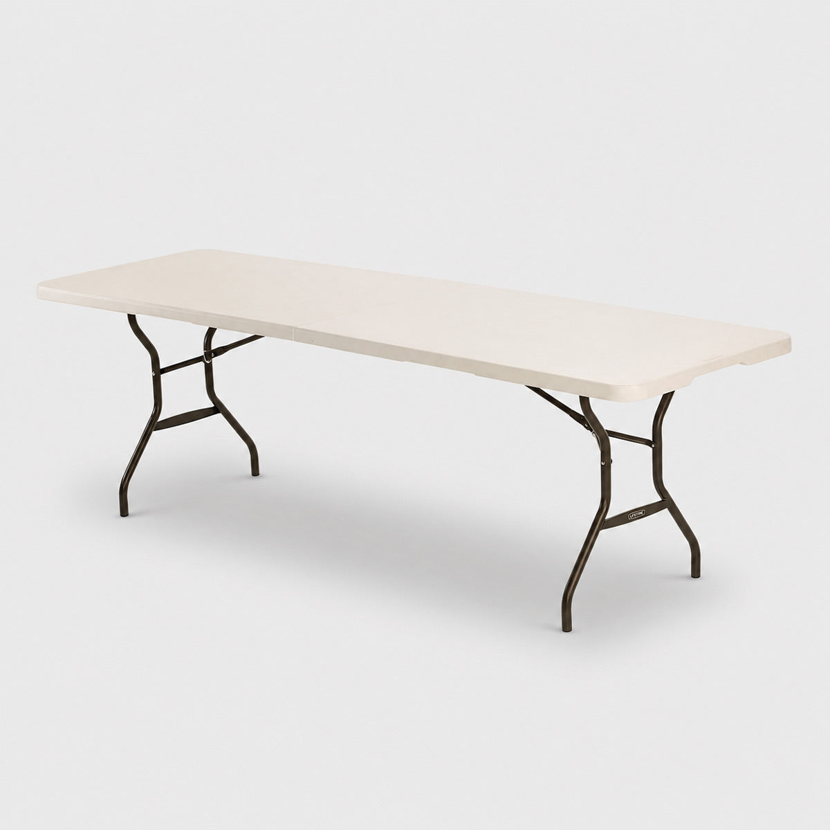 folding trestle table hire melbourne on soft grey background