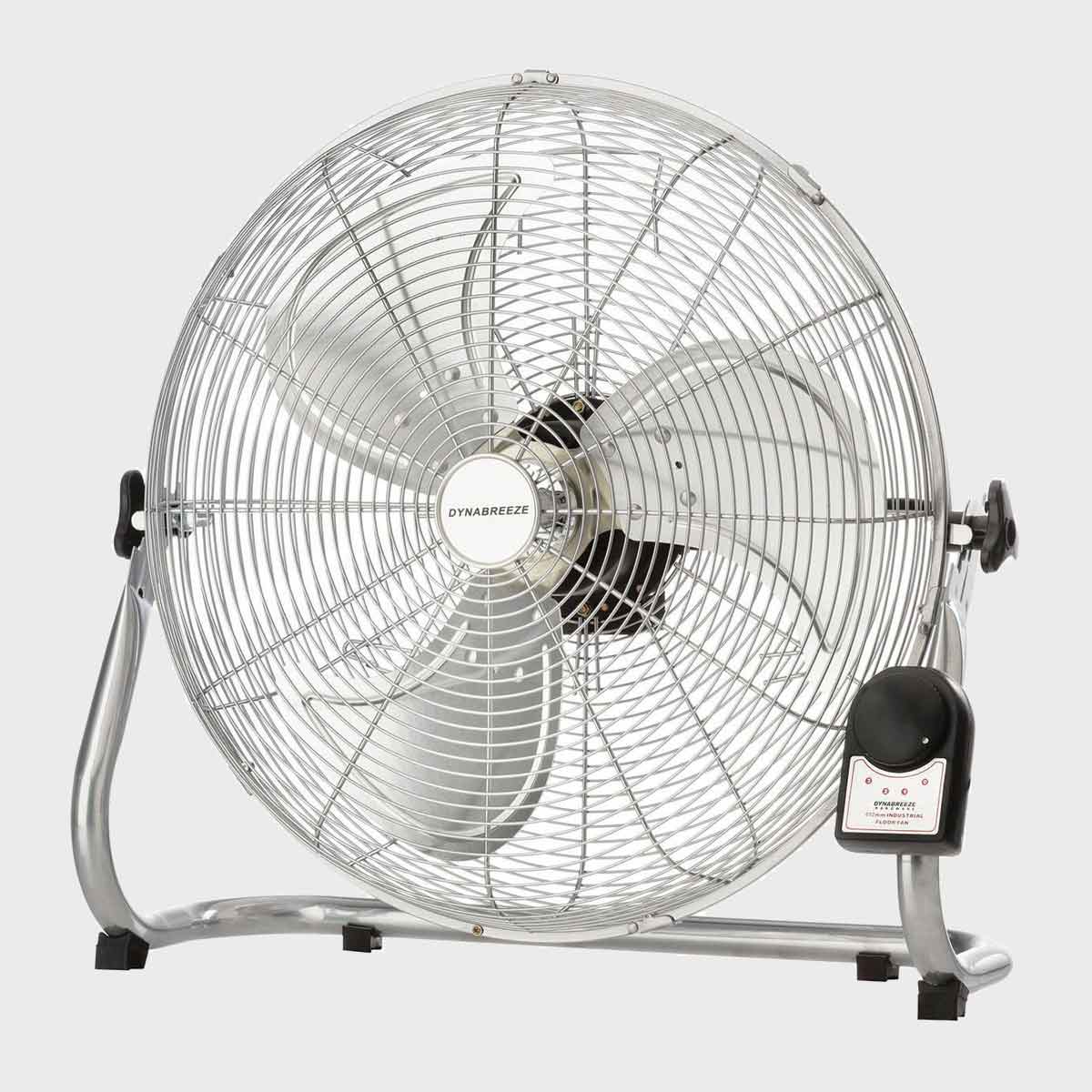 Large industrial floor fan hire on a grey background