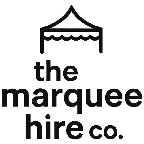Logo of 'the marquee hire co.' with a stylized tent icon on a white background.